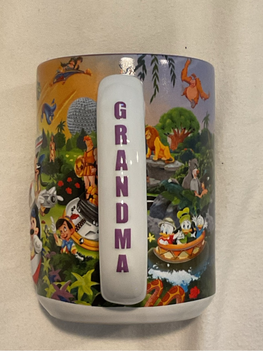 Disney Grandma Mug - Multicolor with Purple Handle Lettering